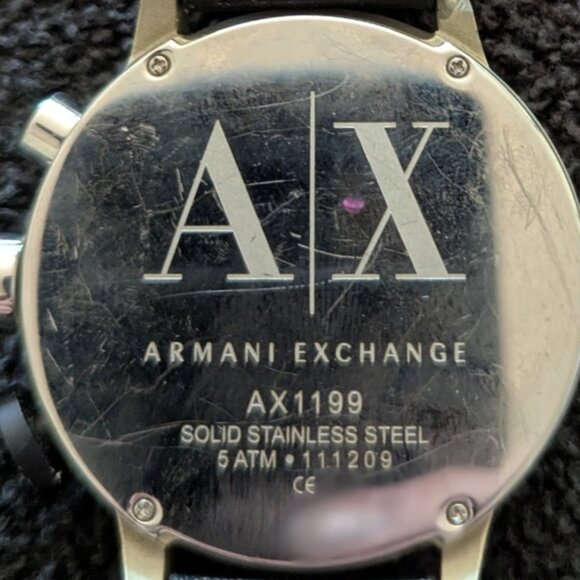 Armani Exchange Men's Quartz Watch with a Black Leather Band - AX1199 - Picture 6 of 8
